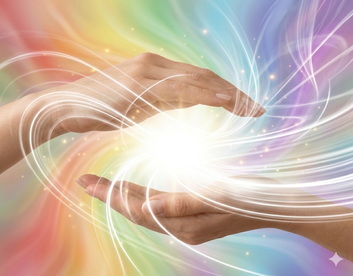 Mãos a canalizar energia Reiki