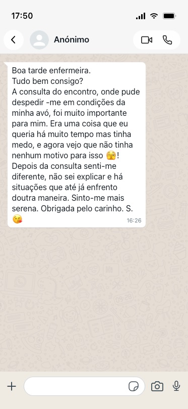 Testemunho anónimo 12 de 21, partilhado por mensagem