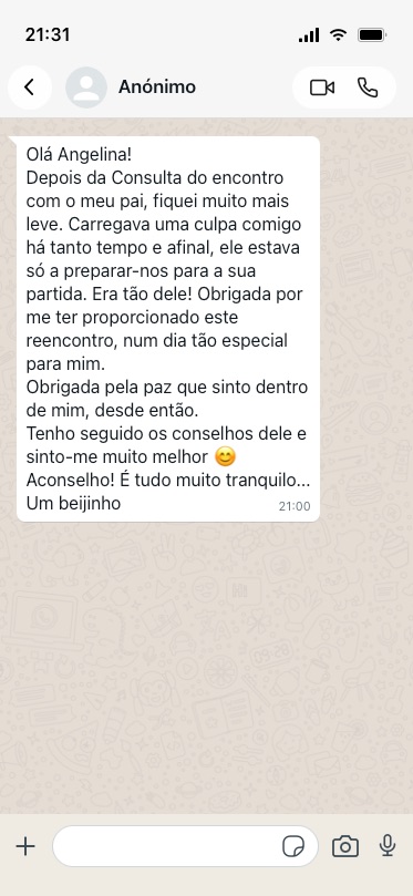 Testemunho anónimo 13 de 21, partilhado por mensagem