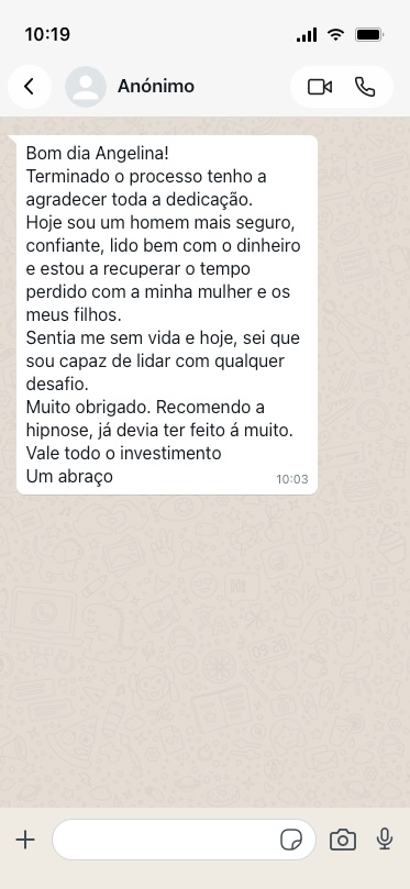 Testemunho anónimo 14 de 21, partilhado por mensagem
