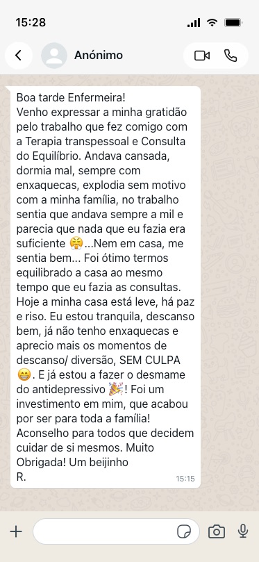Testemunho anónimo 18 de 21, partilhado por mensagem