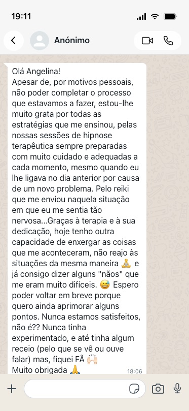 Testemunho anónimo 19 de 21, partilhado por mensagem