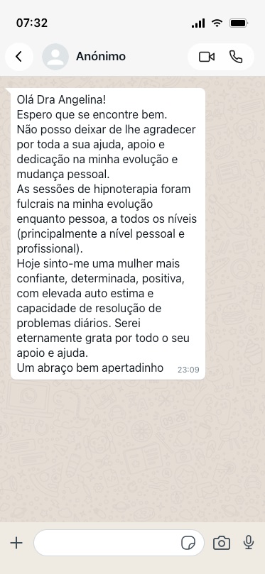 Testemunho anónimo 20 de 21, partilhado por mensagem