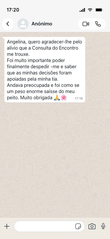 Testemunho anónimo 5 de 21, partilhado por mensagem